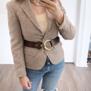 Vintage brown tweed quintessential fall winter blazer